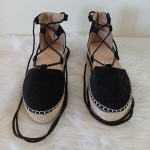 Closed Toe Shoes / Flat Spadrille Sandals with Ankle Strap